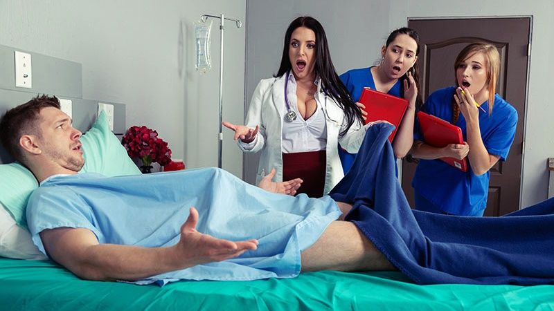 Порно медсестра трахнулась с пациентом при интернах, чтобы помочь пацану усмирить его дикую похоть